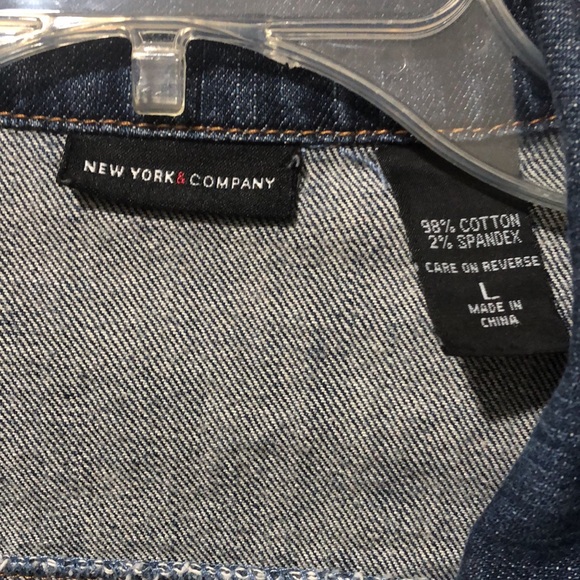 New York & Co. Women L Bomber Stretch Jean Jacket Single Stitch Business Casual - Picture 5 of 5
